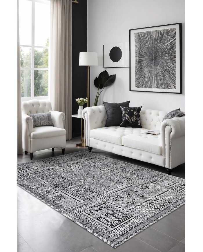Konsa Vintage Şönil Doğal Pamuk Tabanlı Salon Halısı Kaymaz Antibakteriyel Yıkanabilir Çevre Dostu