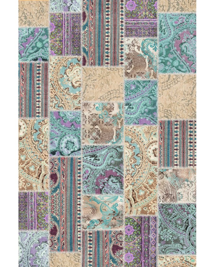 Herce Patchwork Şönil Doğal Pamuk Tabanlı Salon Halısı Kaymaz Antibakteriyel Yıkanabilir Çevre Dostu