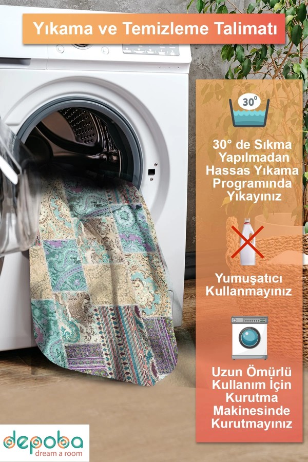 Herce Patchwork Şönil Doğal Pamuk Tabanlı Salon Halısı Kaymaz Antibakteriyel Yıkanabilir Çevre Dostu Herce Patchwork Şönil Doğal Pamuk Tabanlı Salon Halısı Kaymaz Antibakteriyel Yıkanabilir Çevre Dostu