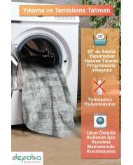 Denra Vintage Şönil Doğal Pamuk Tabanlı Salon Halısı Kaymaz Antibakteriyel Yıkanabilir Çevre Dostu