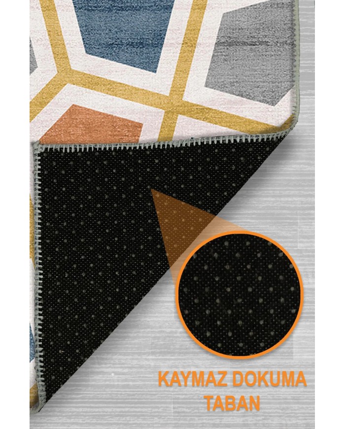 Arevs Modern Şönil Doğal Pamuk Tabanlı Salon Halısı Kaymaz Antibakteriyel Yıkanabilir Çevre Dostu