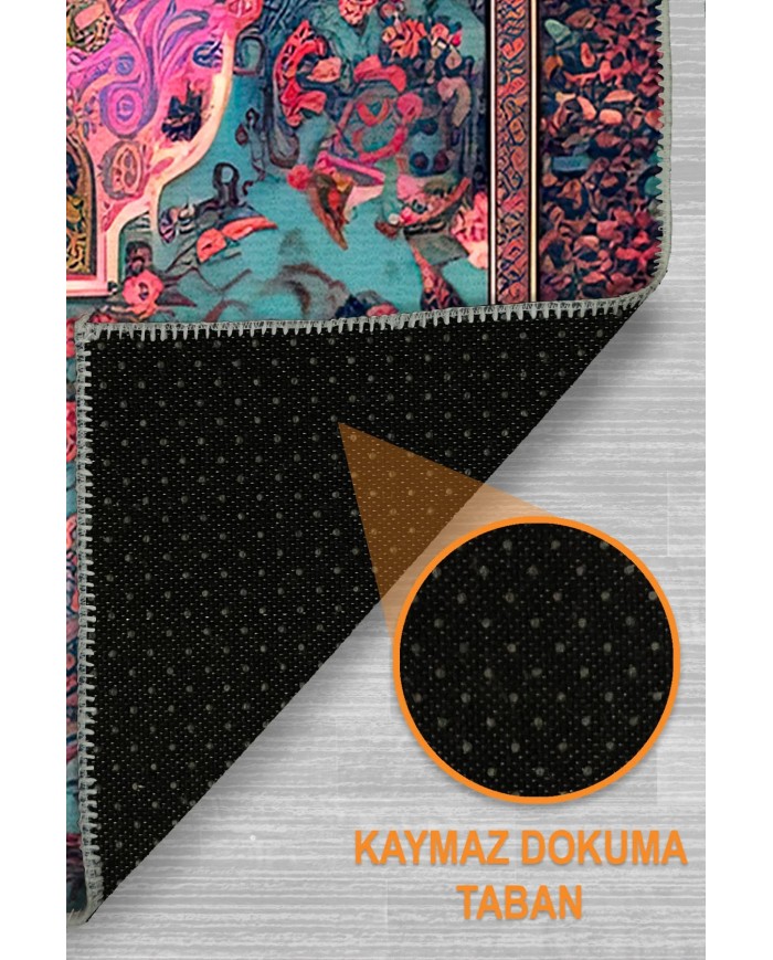 Empar Vintage Şönil Doğal Pamuk Tabanlı Salon Halısı Kaymaz Antibakteriyel Yıkanabilir Çevre Dostu