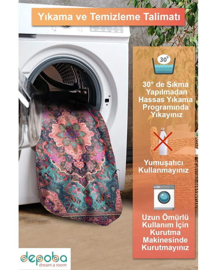 Empar Vintage Şönil Doğal Pamuk Tabanlı Salon Halısı Kaymaz Antibakteriyel Yıkanabilir Çevre Dostu