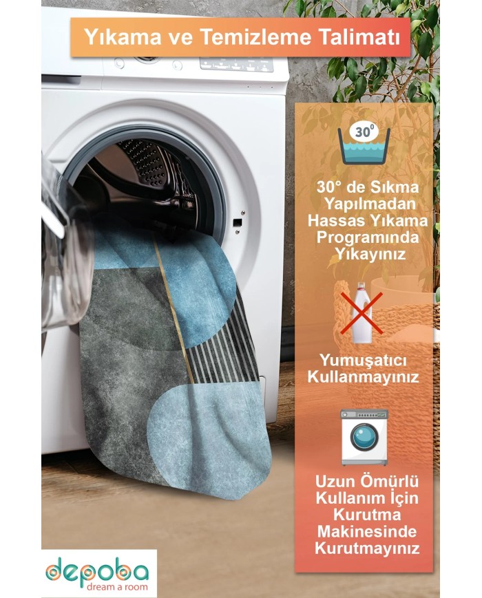 Kamre Modern Şönil Doğal Pamuk Tabanlı Salon Halısı Kaymaz Antibakteriyel Yıkanabilir Çevre Dostu