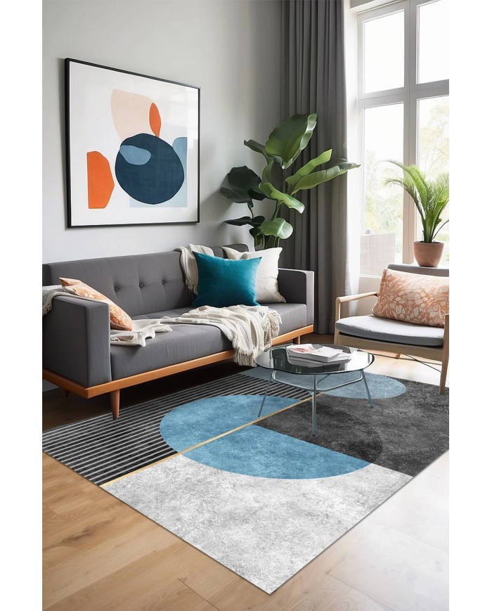 Kamre Modern Şönil Doğal Pamuk Tabanlı Salon Halısı Kaymaz Antibakteriyel Yıkanabilir Çevre Dostu