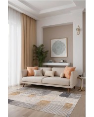 Loban Modern Şönil Doğal Pamuk Tabanlı Salon Halısı Kaymaz Antibakteriyel Yıkanabilir Çevre Dostu