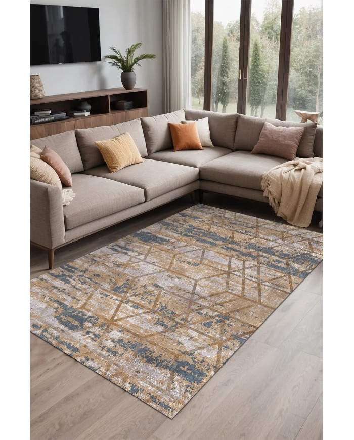 Pedus Abstract Şönil Doğal Pamuk Tabanlı Salon Halısı Kaymaz Antibakteriyel Yıkanabilir Çevre Dostu