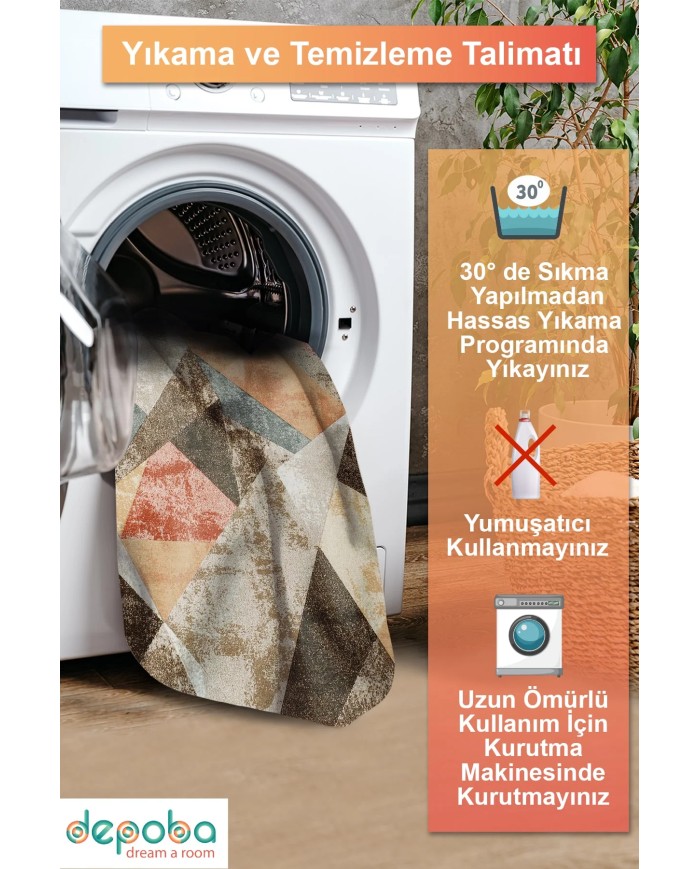 Penko Modern Şönil Doğal Pamuk Tabanlı Salon Halısı Kaymaz Antibakteriyel Yıkanabilir Çevre Dostu