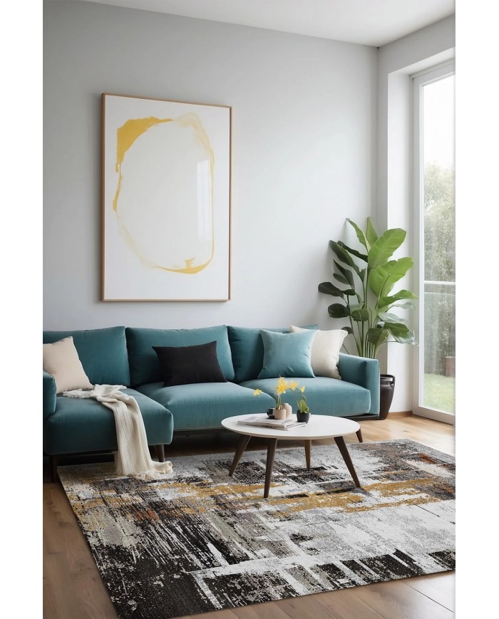 Sarenam Abstract Şönil Doğal Pamuk Tabanlı Salon Halısı Kaymaz Antibakteriyel Yıkanabilir Çevre Dostu
