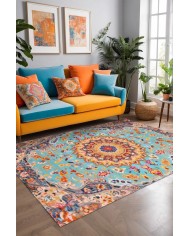 Ural Vintage Şönil Doğal Pamuk Tabanlı Salon Halısı Kaymaz Antibakteriyel Yıkanabilir Çevre Dostu