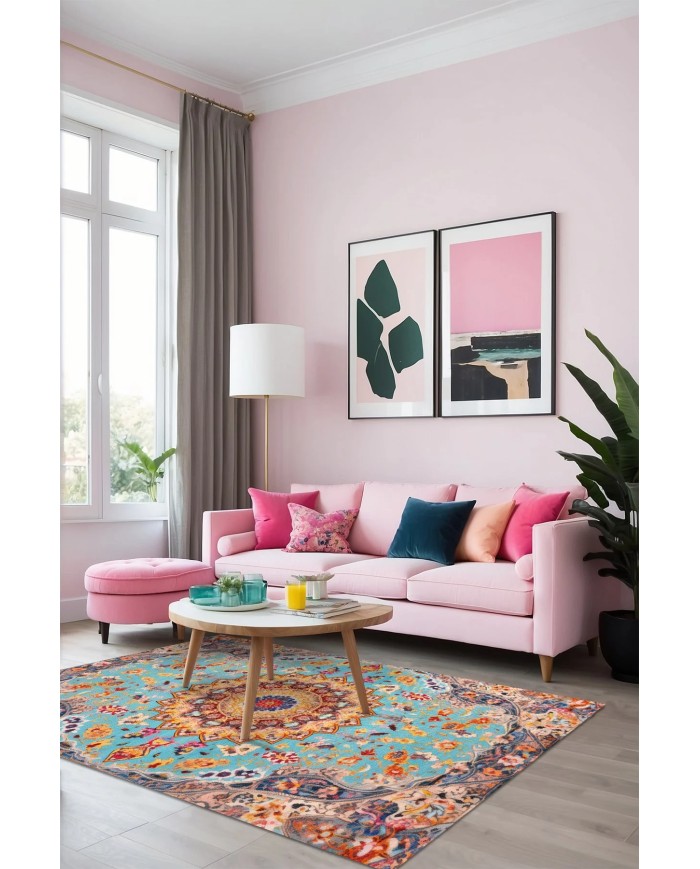 Ural Vintage Şönil Doğal Pamuk Tabanlı Salon Halısı Kaymaz Antibakteriyel Yıkanabilir Çevre Dostu