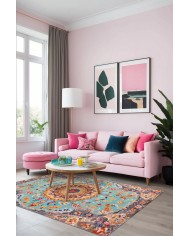 Ural Vintage Şönil Doğal Pamuk Tabanlı Salon Halısı Kaymaz Antibakteriyel Yıkanabilir Çevre Dostu