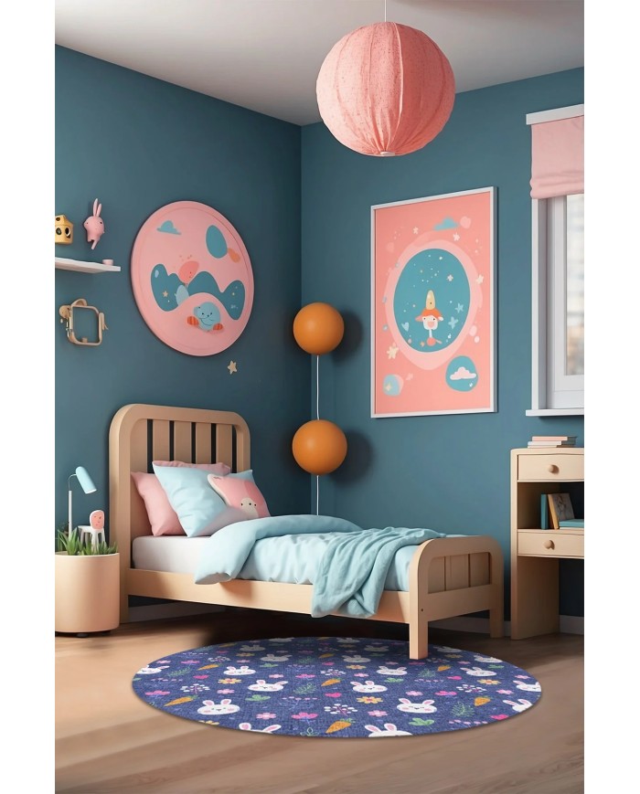 Madrid Kadife Antibakteriyel Yıkanabilir Kaymaz Pamuk Tabanlı Çocuk Halısı