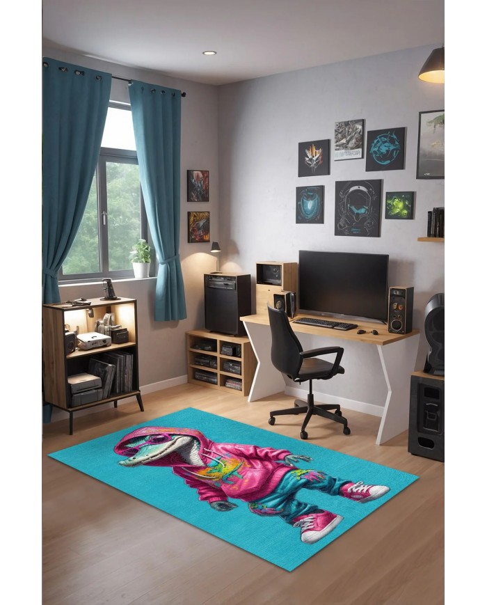 Velma Oyuncu Odası Halısı Kadife Kaymaz Pamuk Tabanlı Yıkanabilir Antibakteriyel Gamer