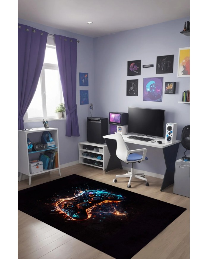 Patrick Oyuncu Odası Halısı Kadife Kaymaz Pamuk Tabanlı Yıkanabilir Antibakteriyel Gamer
