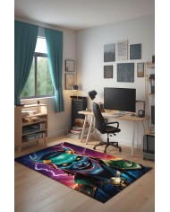 Hetra Oyuncu Odası Halısı Kadife Kaymaz Pamuk Tabanlı Yıkanabilir Antibakteriyel Gamer