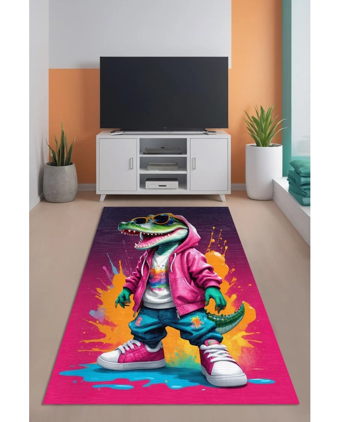 Croc Oyuncu Odası Halısı Şönil Kaymaz Pamuk Tabanlı Yıkanabilir Antibakteriyel Gamer, Gaming Halısı