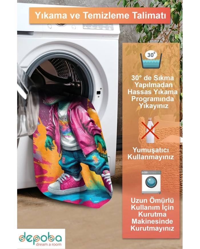 Croc Oyuncu Odası Halısı Şönil Kaymaz Pamuk Tabanlı Yıkanabilir Antibakteriyel Gamer, Gaming Halısı