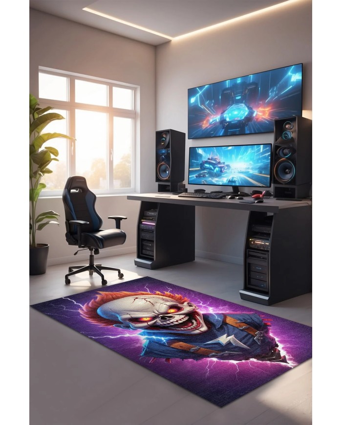 Dalton Oyuncu Odası Halısı Şönil Kaymaz Pamuk Tabanlı Yıkanabilir Antibakteriyel Gamer, Gaming Halısı