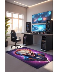 Dalton Oyuncu Odası Halısı Şönil Kaymaz Pamuk Tabanlı Yıkanabilir Antibakteriyel Gamer, Gaming Halısı