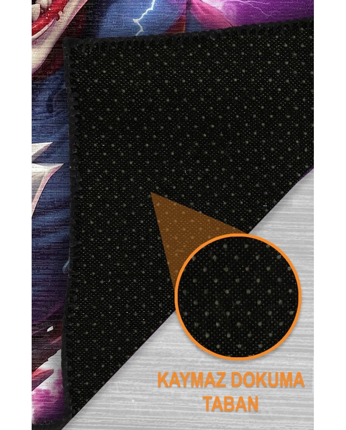 Dalton Oyuncu Odası Halısı Şönil Kaymaz Pamuk Tabanlı Yıkanabilir Antibakteriyel Gamer, Gaming Halısı