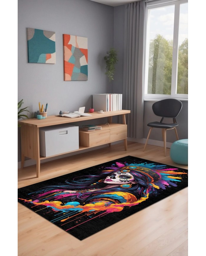 Denim Oyuncu Odası Halısı Şönil Kaymaz Pamuk Tabanlı Yıkanabilir Antibakteriyel Gamer, Gaming Halısı