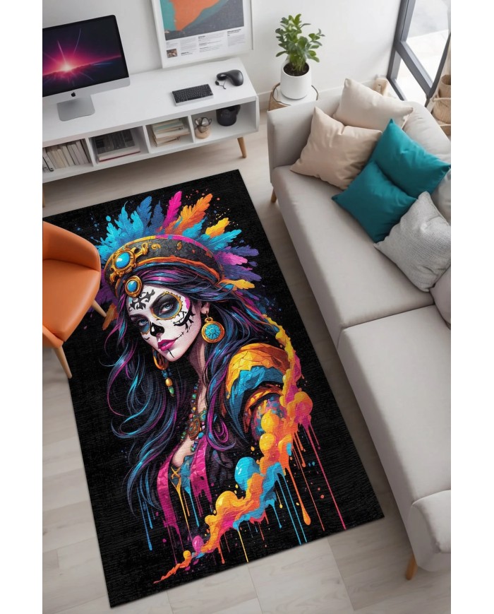 Denim Oyuncu Odası Halısı Şönil Kaymaz Pamuk Tabanlı Yıkanabilir Antibakteriyel Gamer, Gaming Halısı