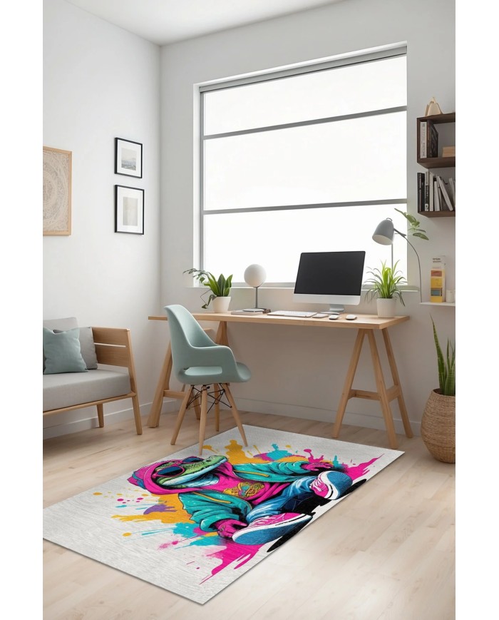 Gufi Oyuncu Odası Halısı Şönil Kaymaz Pamuk Tabanlı Yıkanabilir Antibakteriyel Gamer, Gaming Halısı