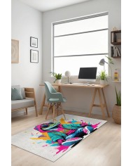 Gufi Oyuncu Odası Halısı Şönil Kaymaz Pamuk Tabanlı Yıkanabilir Antibakteriyel Gamer, Gaming Halısı