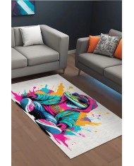 Gufi Oyuncu Odası Halısı Şönil Kaymaz Pamuk Tabanlı Yıkanabilir Antibakteriyel Gamer, Gaming Halısı