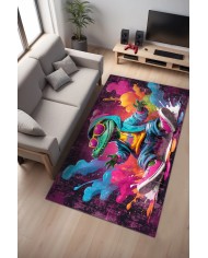 Honta Oyuncu Odası Halısı Şönil Kaymaz Pamuk Tabanlı Yıkanabilir Antibakteriyel Gamer, Gaming Halısı