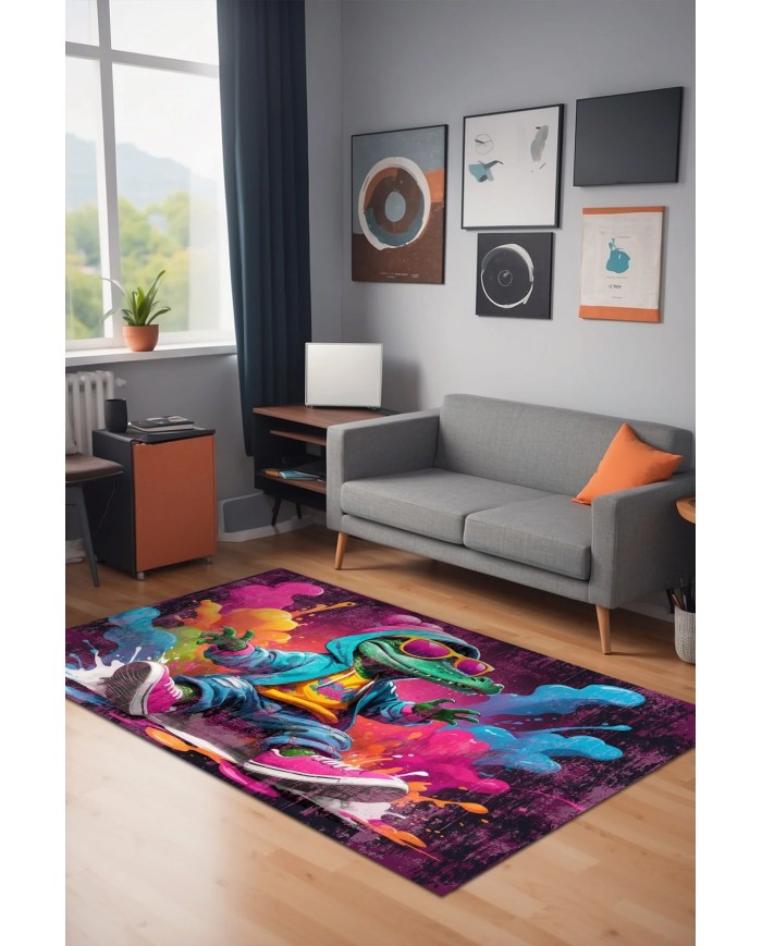 Honta Oyuncu Odası Halısı Şönil Kaymaz Pamuk Tabanlı Yıkanabilir Antibakteriyel Gamer, Gaming Halısı