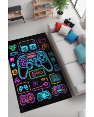 Space Oyuncu Odası Halısı Şönil Kaymaz Pamuk Tabanlı Yıkanabilir Antibakteriyel Gamer, Gaming Halısı