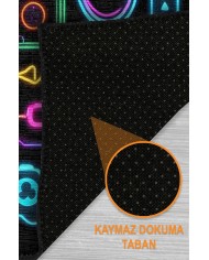 Space Oyuncu Odası Halısı Şönil Kaymaz Pamuk Tabanlı Yıkanabilir Antibakteriyel Gamer, Gaming Halısı