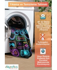 Space Oyuncu Odası Halısı Şönil Kaymaz Pamuk Tabanlı Yıkanabilir Antibakteriyel Gamer, Gaming Halısı