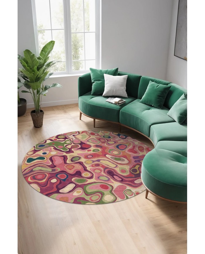 Agnes Şönil Yıkanabilir Kaymaz Pamuk Tabanlı Antibakteriyel Yuvarlak Halı