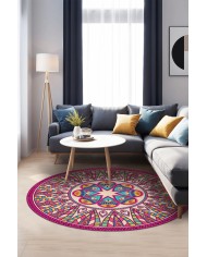 Alberta Şönil Yıkanabilir Kaymaz Pamuk Tabanlı Antibakteriyel Yuvarlak Halı