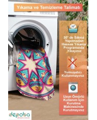 Alberta Şönil Yıkanabilir Kaymaz Pamuk Tabanlı Antibakteriyel Yuvarlak Halı