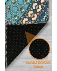 Cara Şönil Yıkanabilir Kaymaz Pamuk Tabanlı Antibakteriyel Yuvarlak Halı