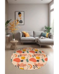 Diane Şönil Yıkanabilir Kaymaz Pamuk Tabanlı Antibakteriyel Yuvarlak Halı