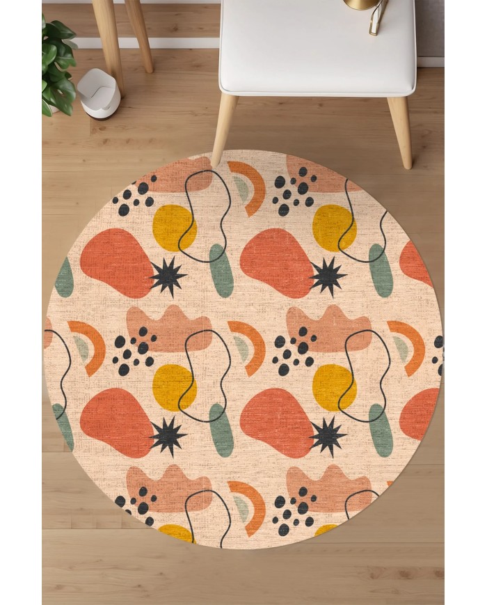 Diane Şönil Yıkanabilir Kaymaz Pamuk Tabanlı Antibakteriyel Yuvarlak Halı