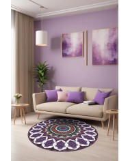 Emma Şönil Yıkanabilir Kaymaz Pamuk Tabanlı Antibakteriyel Yuvarlak Halı