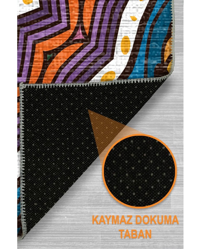 Emma Şönil Yıkanabilir Kaymaz Pamuk Tabanlı Antibakteriyel Yuvarlak Halı