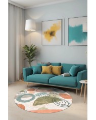 Esta Şönil Yıkanabilir Kaymaz Pamuk Tabanlı Antibakteriyel Yuvarlak Halı