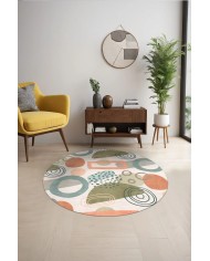 Esta Şönil Yıkanabilir Kaymaz Pamuk Tabanlı Antibakteriyel Yuvarlak Halı