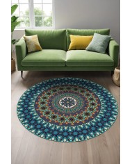 Hazel Şönil Yıkanabilir Kaymaz Pamuk Tabanlı Antibakteriyel Yuvarlak Halı