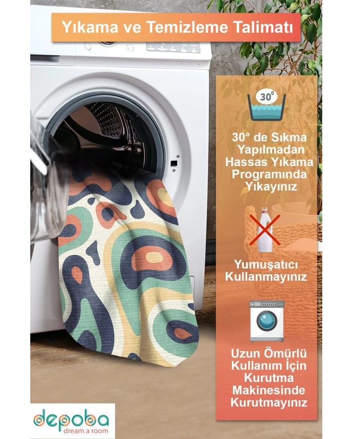 Laney Şönil Yıkanabilir Kaymaz Pamuk Tabanlı Antibakteriyel Yuvarlak Halı