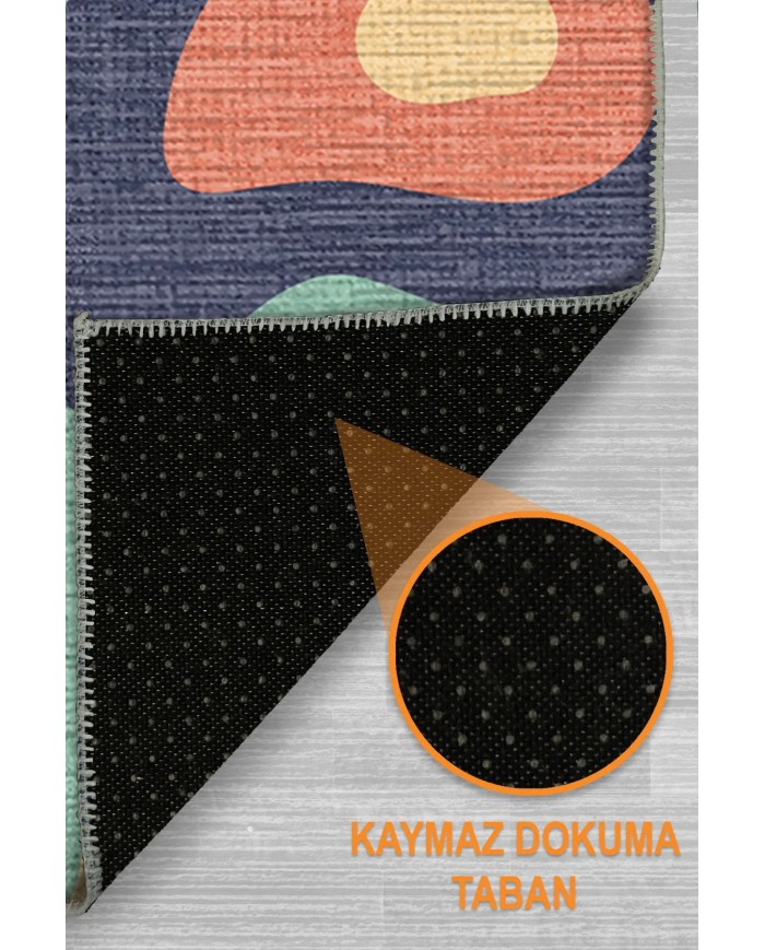 Laney Şönil Yıkanabilir Kaymaz Pamuk Tabanlı Antibakteriyel Yuvarlak Halı