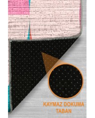 Mary Şönil Yıkanabilir Kaymaz Pamuk Tabanlı Antibakteriyel Yuvarlak Halı