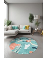 Stuf Şönil Yıkanabilir Kaymaz Pamuk Tabanlı Antibakteriyel Yuvarlak Halı